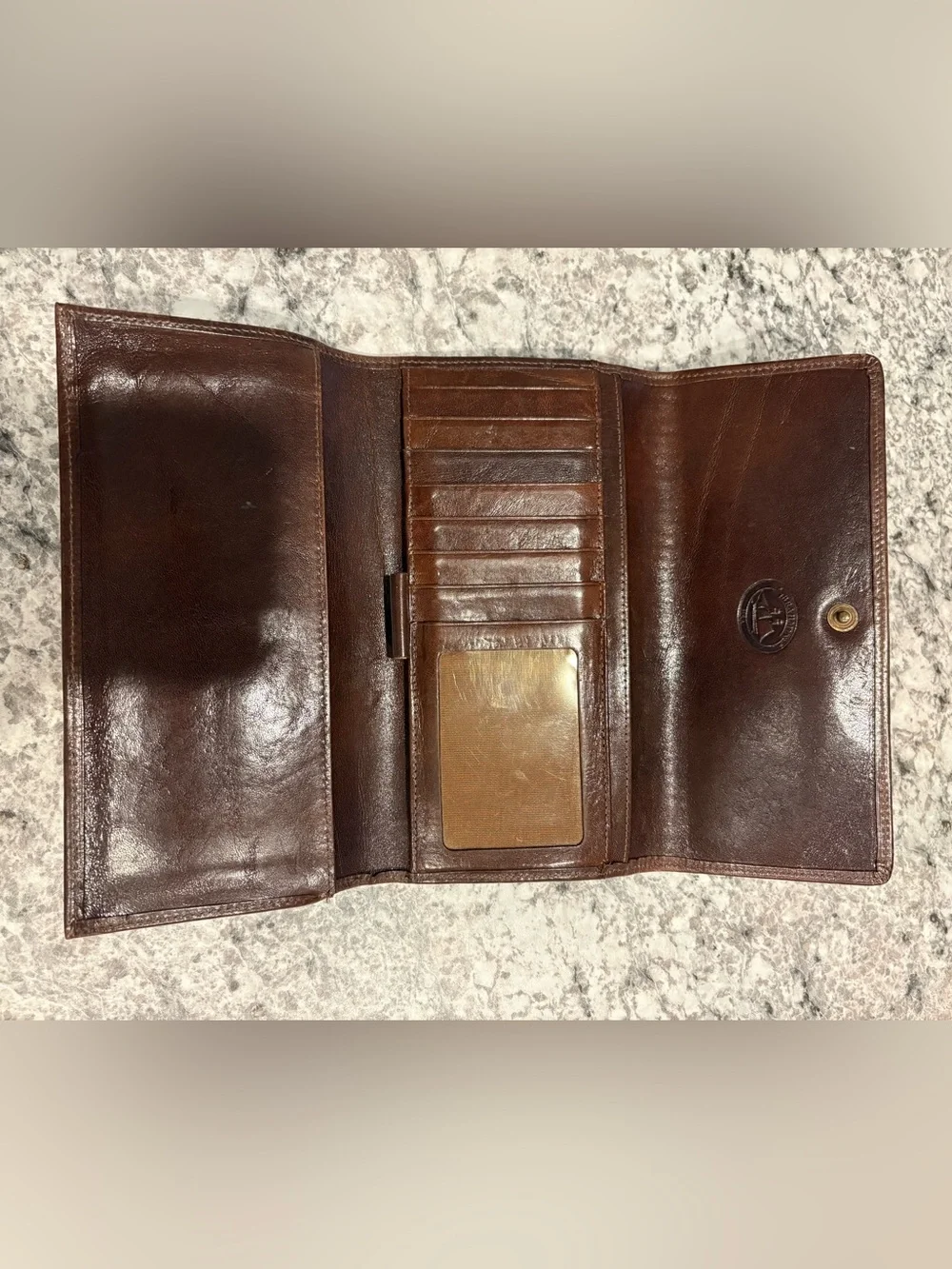 Brahmin Brown Woven Leather Checkbook Wallet